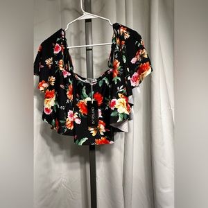 NWTAG Tropical Floral Mix” In Voland” Cold Shoulder Tankini Swim Top